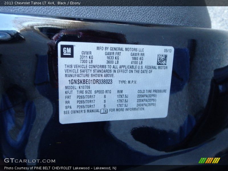 Black / Ebony 2013 Chevrolet Tahoe LT 4x4