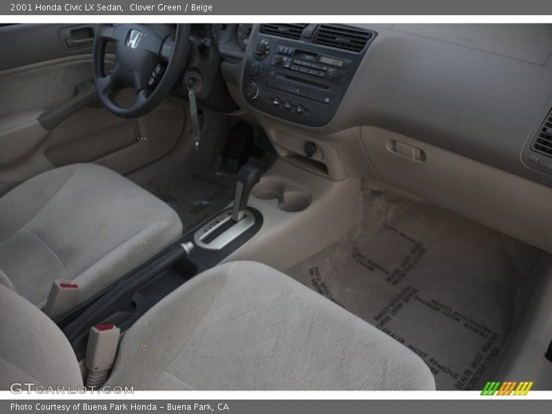 Clover Green / Beige 2001 Honda Civic LX Sedan
