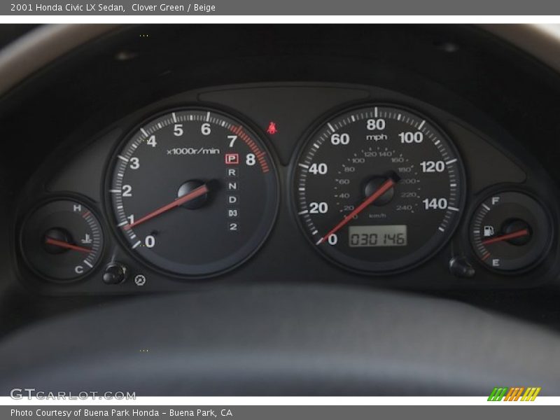 Clover Green / Beige 2001 Honda Civic LX Sedan