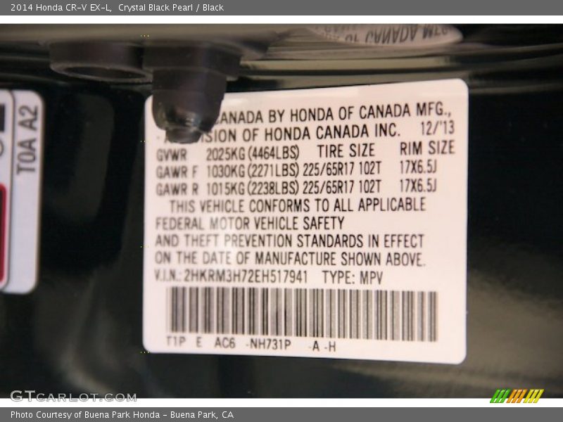 Crystal Black Pearl / Black 2014 Honda CR-V EX-L