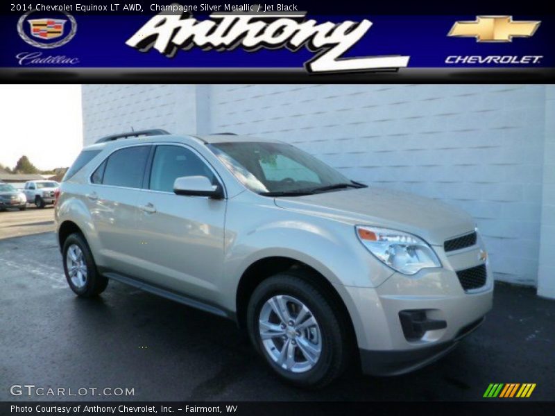Champagne Silver Metallic / Jet Black 2014 Chevrolet Equinox LT AWD