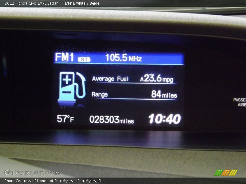 Taffeta White / Beige 2012 Honda Civic EX-L Sedan
