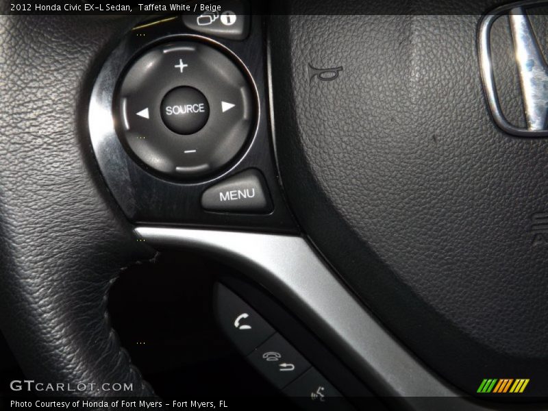 Taffeta White / Beige 2012 Honda Civic EX-L Sedan