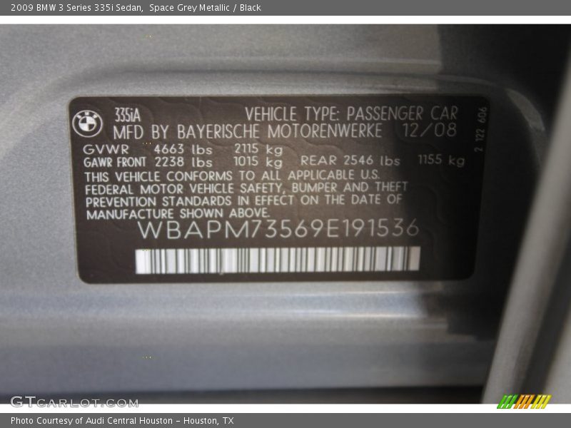 Space Grey Metallic / Black 2009 BMW 3 Series 335i Sedan