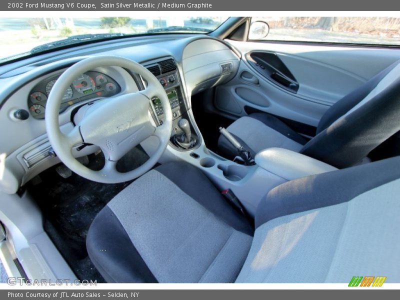 Satin Silver Metallic / Medium Graphite 2002 Ford Mustang V6 Coupe
