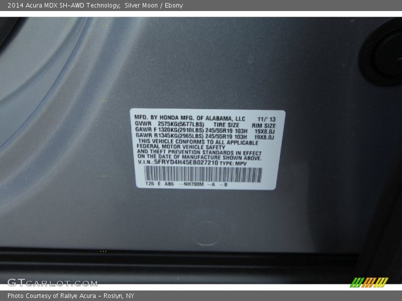 Silver Moon / Ebony 2014 Acura MDX SH-AWD Technology