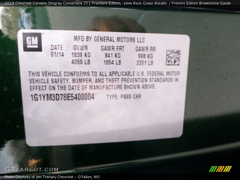 Lime Rock Green Metallic / Premire Edition Brownstone Suede 2014 Chevrolet Corvette Stingray Convertible Z51 Premiere Edition