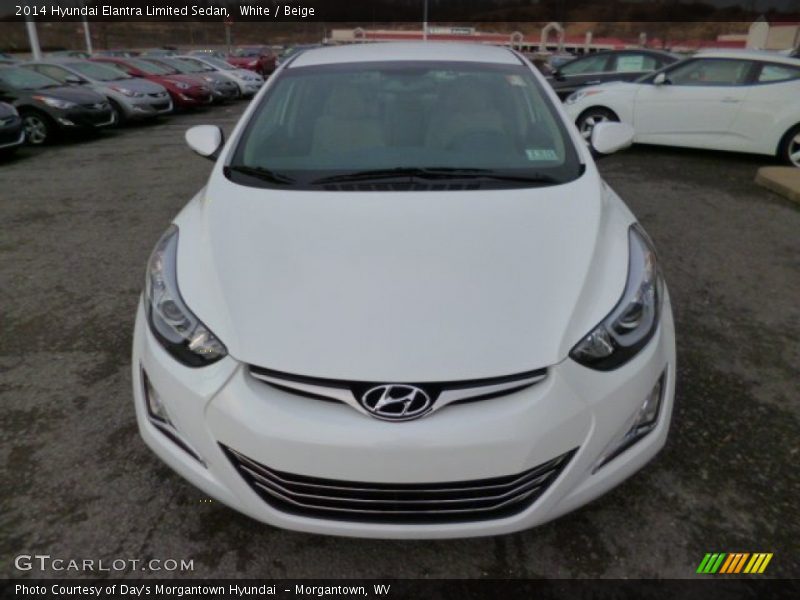 White / Beige 2014 Hyundai Elantra Limited Sedan