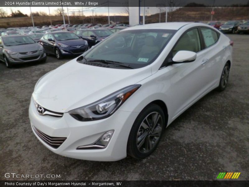 White / Beige 2014 Hyundai Elantra Limited Sedan