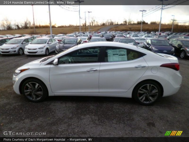 White / Beige 2014 Hyundai Elantra Limited Sedan