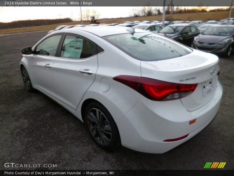White / Beige 2014 Hyundai Elantra Limited Sedan
