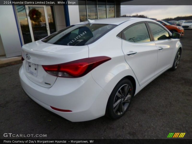 White / Beige 2014 Hyundai Elantra Limited Sedan