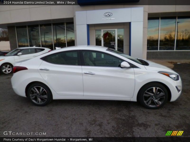 White / Beige 2014 Hyundai Elantra Limited Sedan