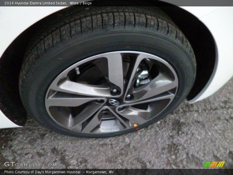 White / Beige 2014 Hyundai Elantra Limited Sedan