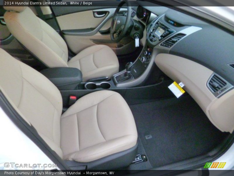 White / Beige 2014 Hyundai Elantra Limited Sedan