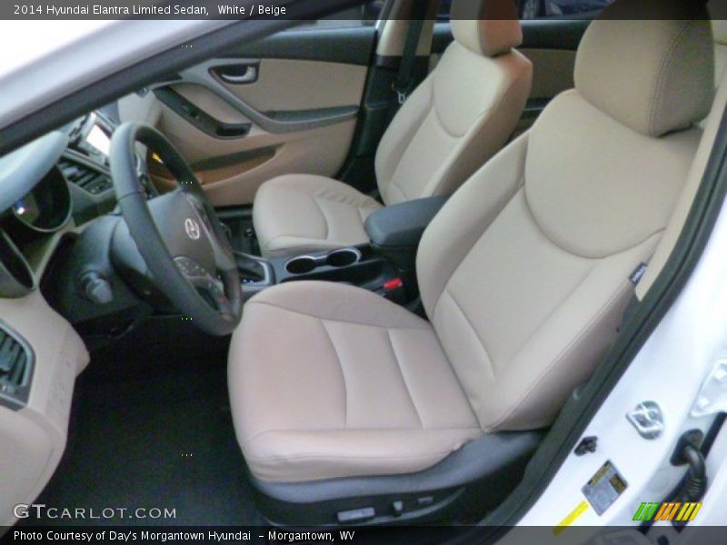 White / Beige 2014 Hyundai Elantra Limited Sedan