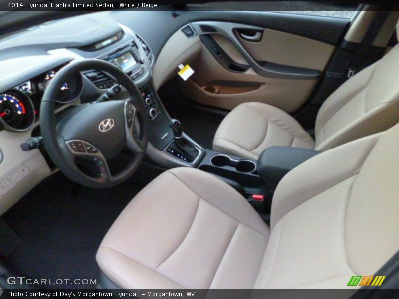White / Beige 2014 Hyundai Elantra Limited Sedan