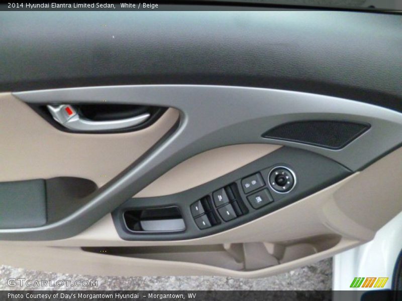 White / Beige 2014 Hyundai Elantra Limited Sedan