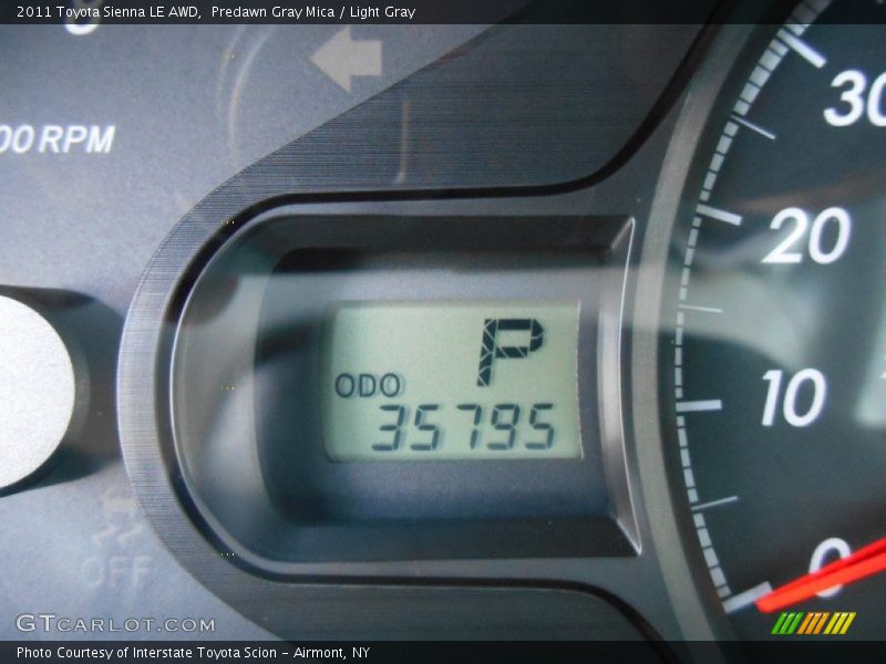 Predawn Gray Mica / Light Gray 2011 Toyota Sienna LE AWD