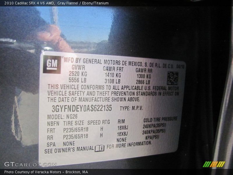 Gray Flannel / Ebony/Titanium 2010 Cadillac SRX 4 V6 AWD