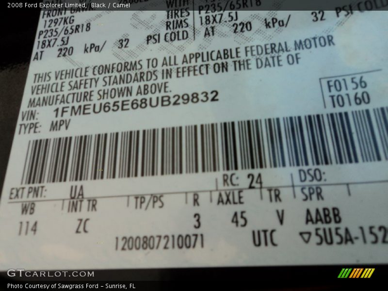 Black / Camel 2008 Ford Explorer Limited