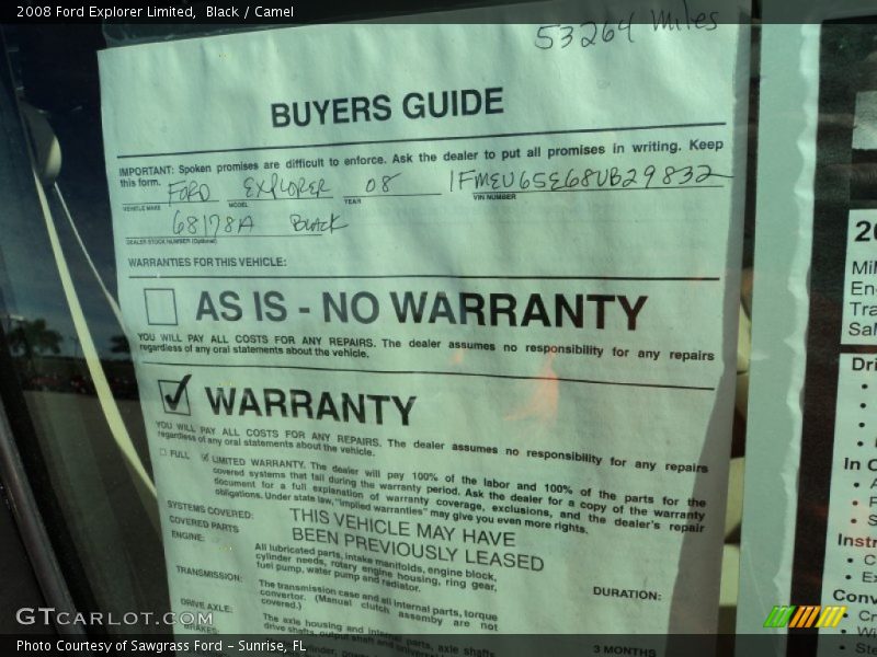 Black / Camel 2008 Ford Explorer Limited