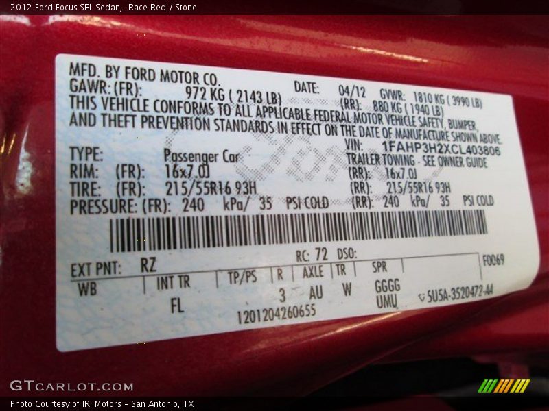 Race Red / Stone 2012 Ford Focus SEL Sedan