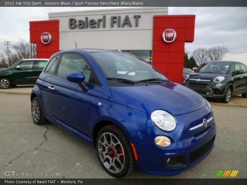 Azzurro (Blue) / Sport Tessuto Nero/Nero (Black/Black) 2012 Fiat 500 Sport