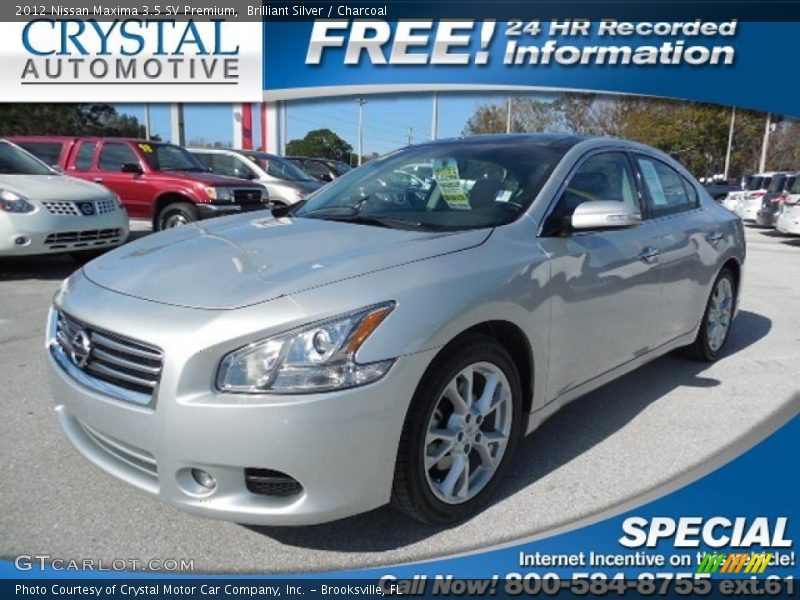Brilliant Silver / Charcoal 2012 Nissan Maxima 3.5 SV Premium