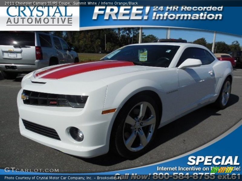 Summit White / Inferno Orange/Black 2011 Chevrolet Camaro SS/RS Coupe