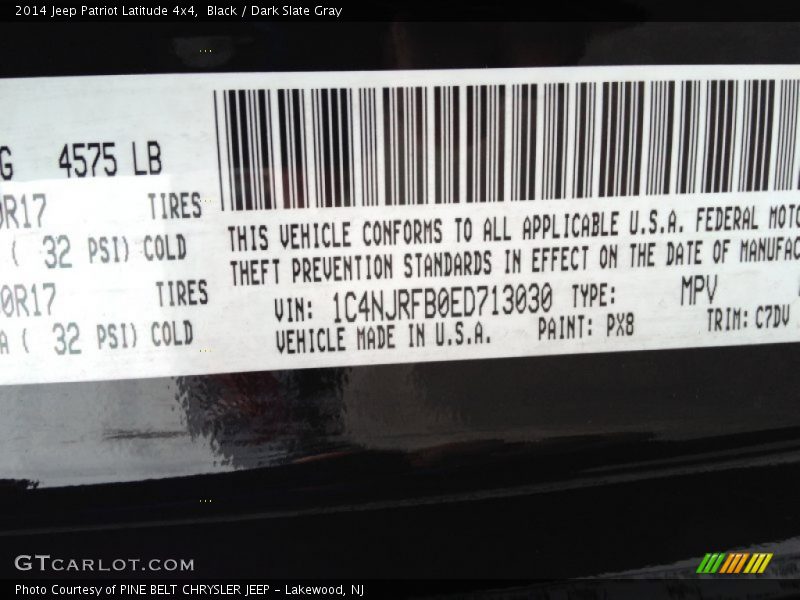 Black / Dark Slate Gray 2014 Jeep Patriot Latitude 4x4