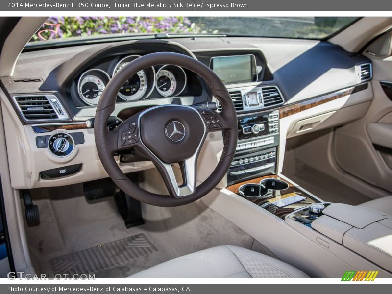 Lunar Blue Metallic / Silk Beige/Espresso Brown 2014 Mercedes-Benz E 350 Coupe