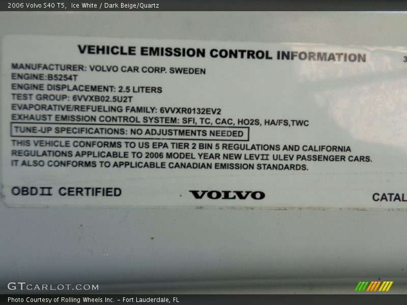 Ice White / Dark Beige/Quartz 2006 Volvo S40 T5