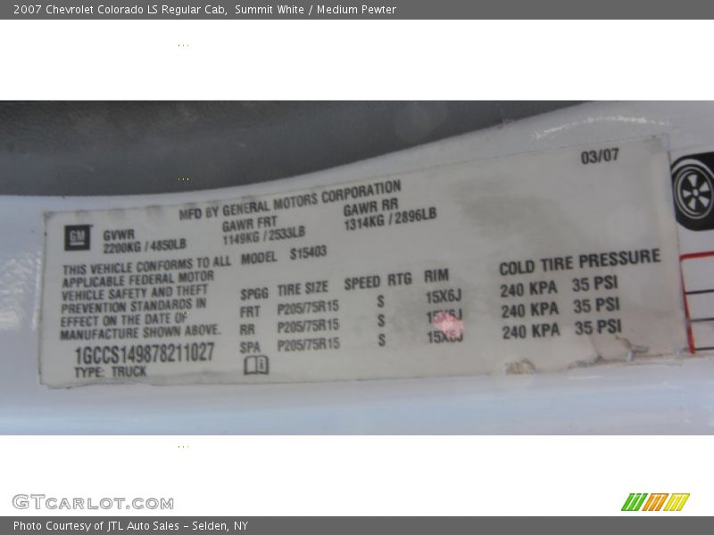 Summit White / Medium Pewter 2007 Chevrolet Colorado LS Regular Cab