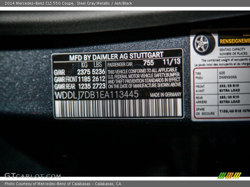 Steel Gray Metallic / Ash/Black 2014 Mercedes-Benz CLS 550 Coupe