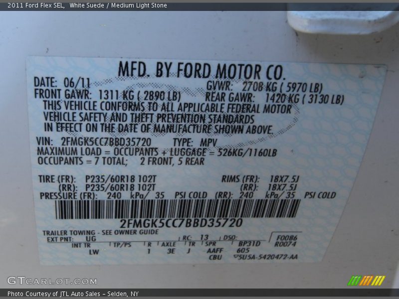 White Suede / Medium Light Stone 2011 Ford Flex SEL