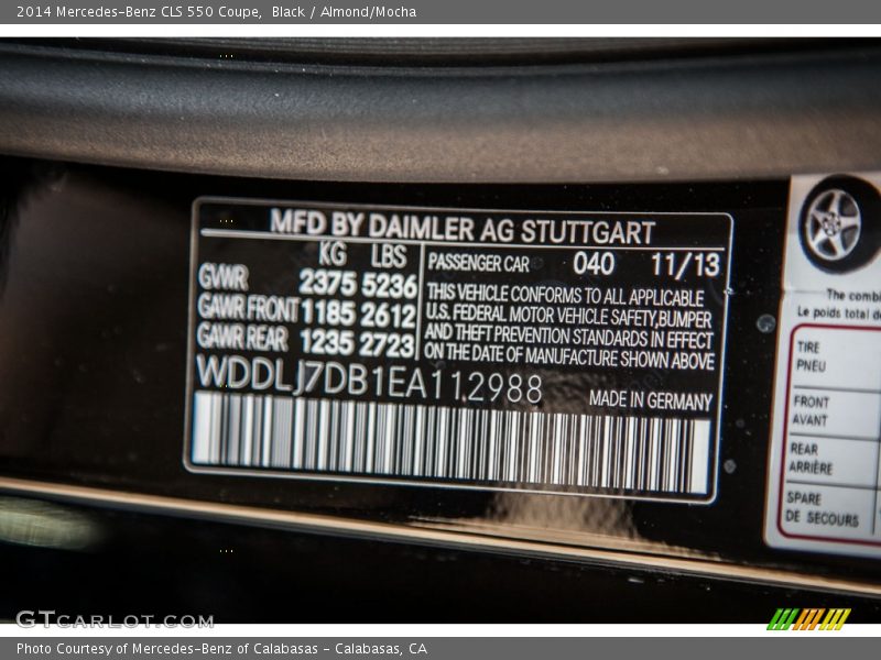 Black / Almond/Mocha 2014 Mercedes-Benz CLS 550 Coupe