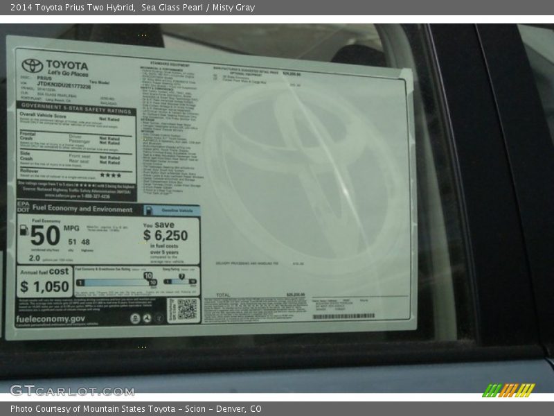 Sea Glass Pearl / Misty Gray 2014 Toyota Prius Two Hybrid