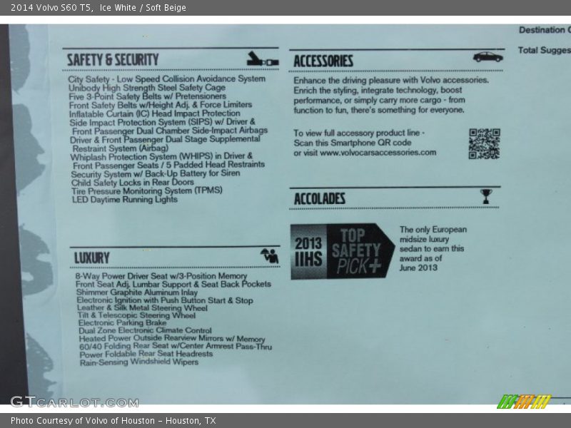Ice White / Soft Beige 2014 Volvo S60 T5