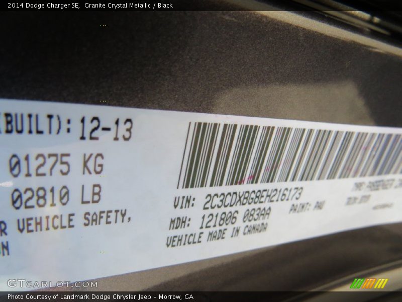 Granite Crystal Metallic / Black 2014 Dodge Charger SE