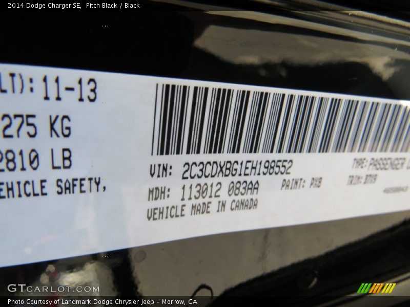 Pitch Black / Black 2014 Dodge Charger SE