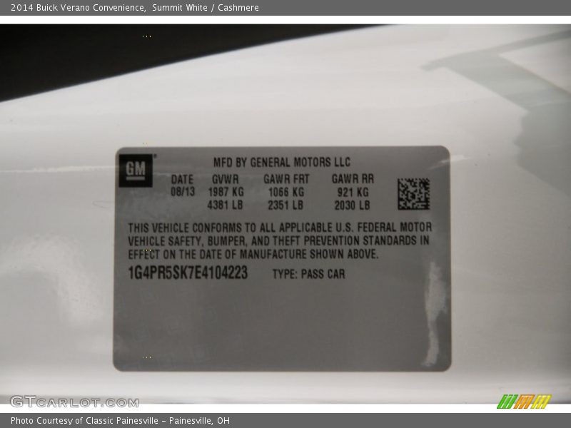 Summit White / Cashmere 2014 Buick Verano Convenience