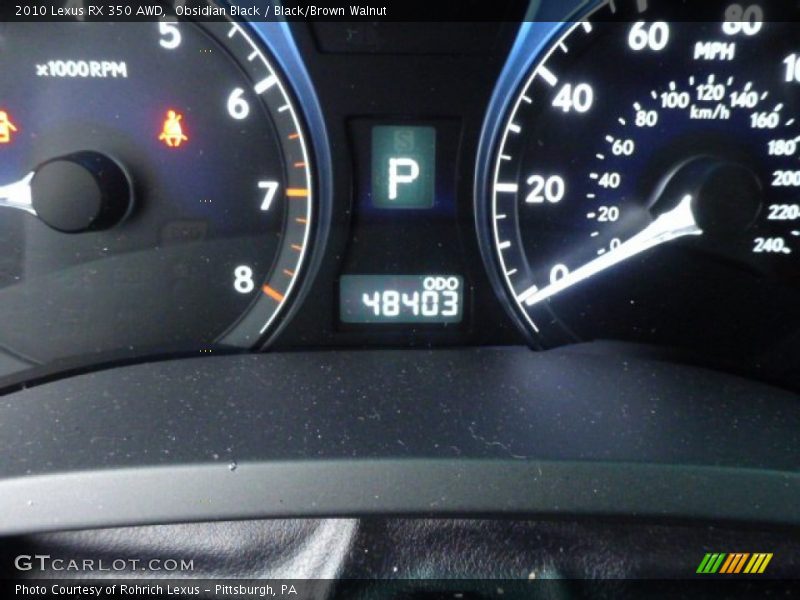Obsidian Black / Black/Brown Walnut 2010 Lexus RX 350 AWD