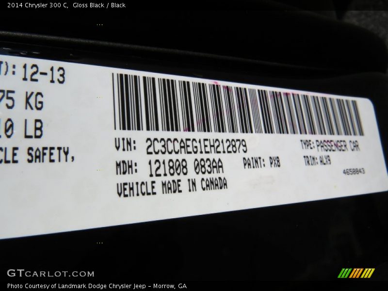 2014 300 C Gloss Black Color Code PX8