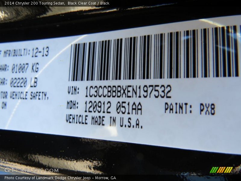 Black Clear Coat / Black 2014 Chrysler 200 Touring Sedan