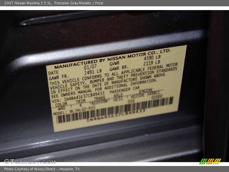 Precision Gray Metallic / Frost 2007 Nissan Maxima 3.5 SL