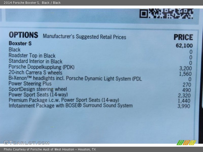  2014 Boxster S Window Sticker