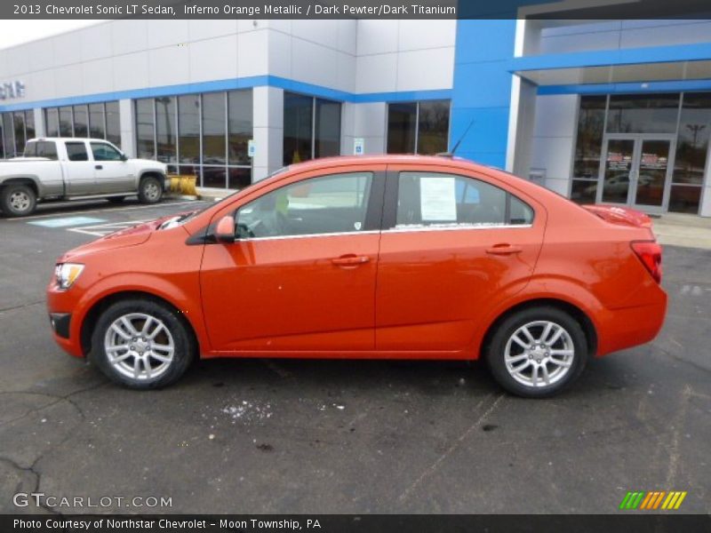 Inferno Orange Metallic / Dark Pewter/Dark Titanium 2013 Chevrolet Sonic LT Sedan