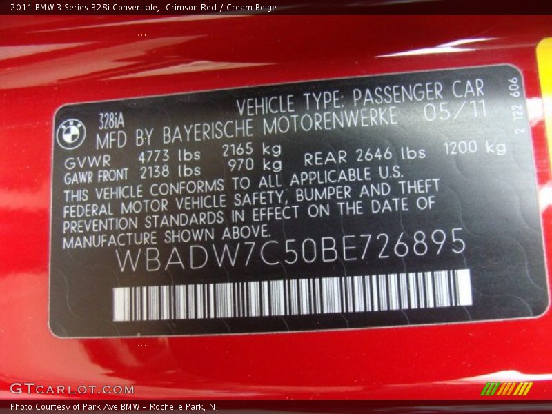 Crimson Red / Cream Beige 2011 BMW 3 Series 328i Convertible