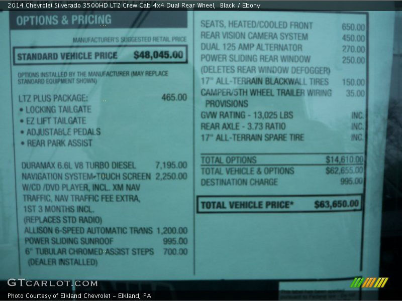 Black / Ebony 2014 Chevrolet Silverado 3500HD LTZ Crew Cab 4x4 Dual Rear Wheel